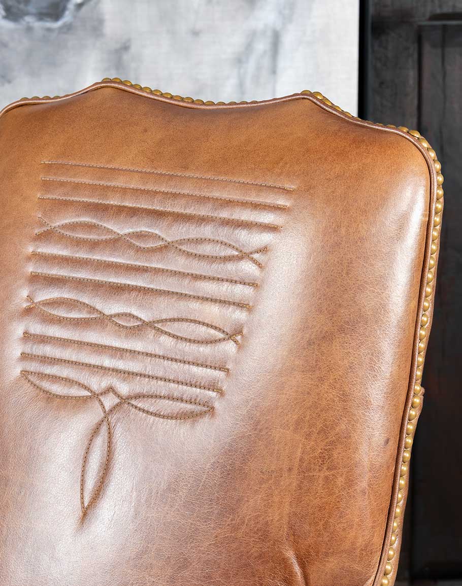 Boot Stitch Western Desk Chair in brown leather, American made - Your Western Decor