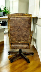 Leather & Axis Office Chair leather back detail - Your Western Decor