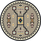 Old crow Southwestern round area rug, turquoise, cream and grey made in the USA - Your Western Decor