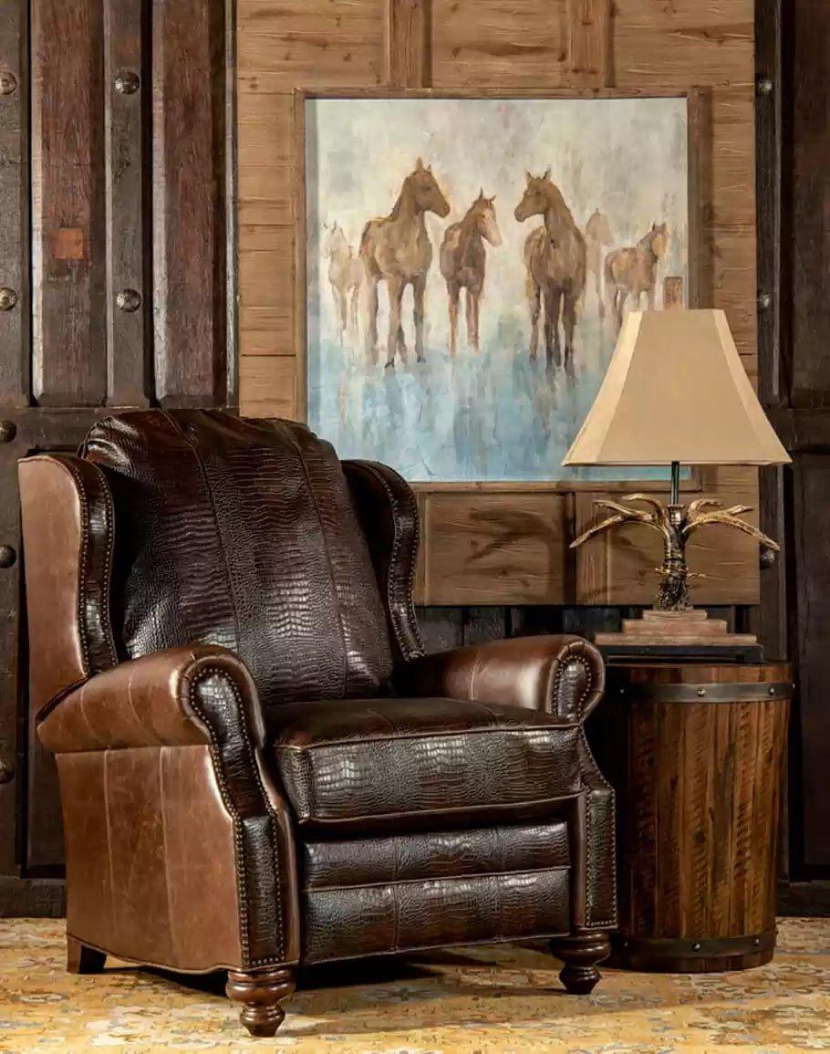 American made Old World Croc Leather Recliner - Your Western Decor