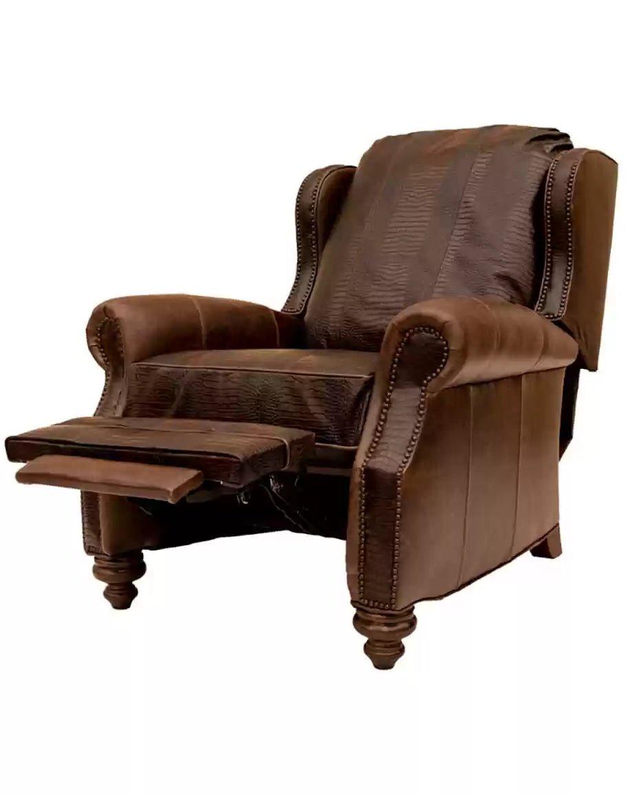 American made Old World Croc Leather Recliner - Your Western Decor