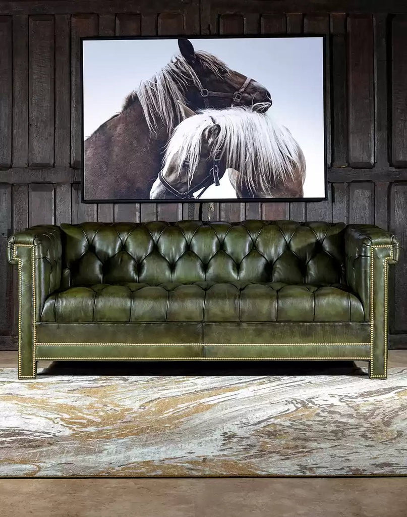 Oliver Tufted Leather Sofa made in the USA - Your Western Decor