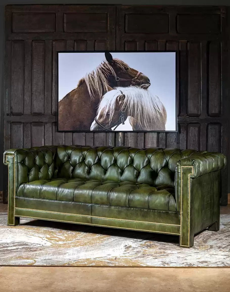 Oliver Tufted Leather Sofa made in the USA - Your Western Decor