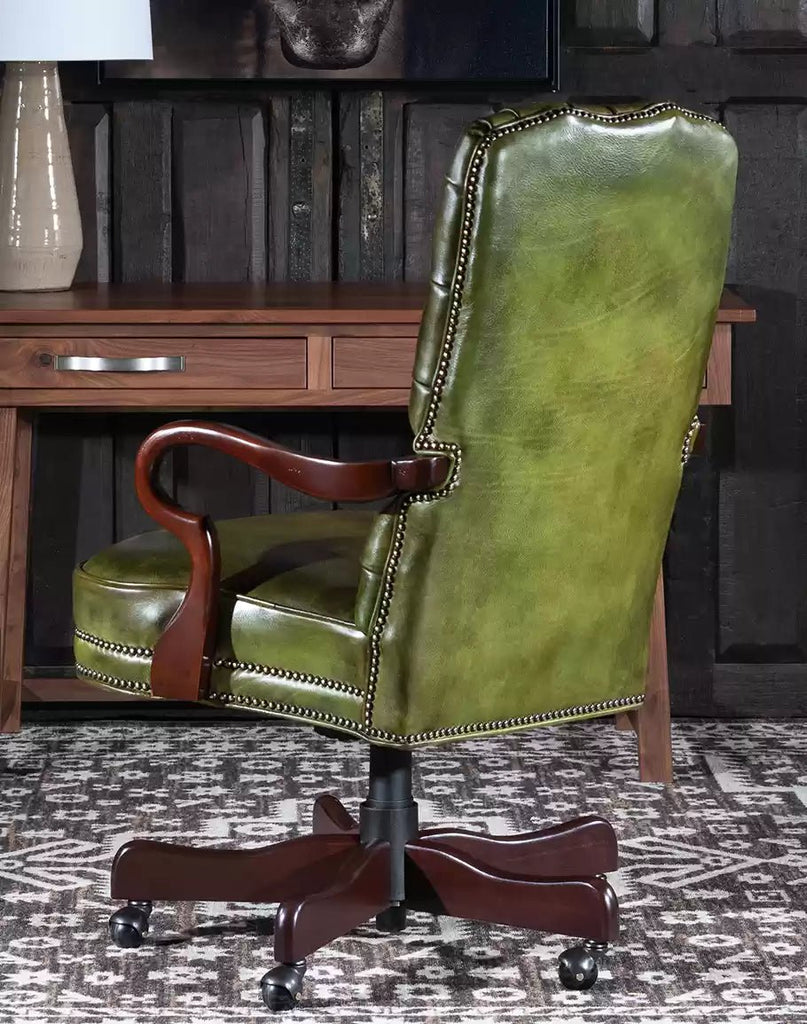 Olivia Green Leather Tuft Office Chair made in the USA - Your Western Decor