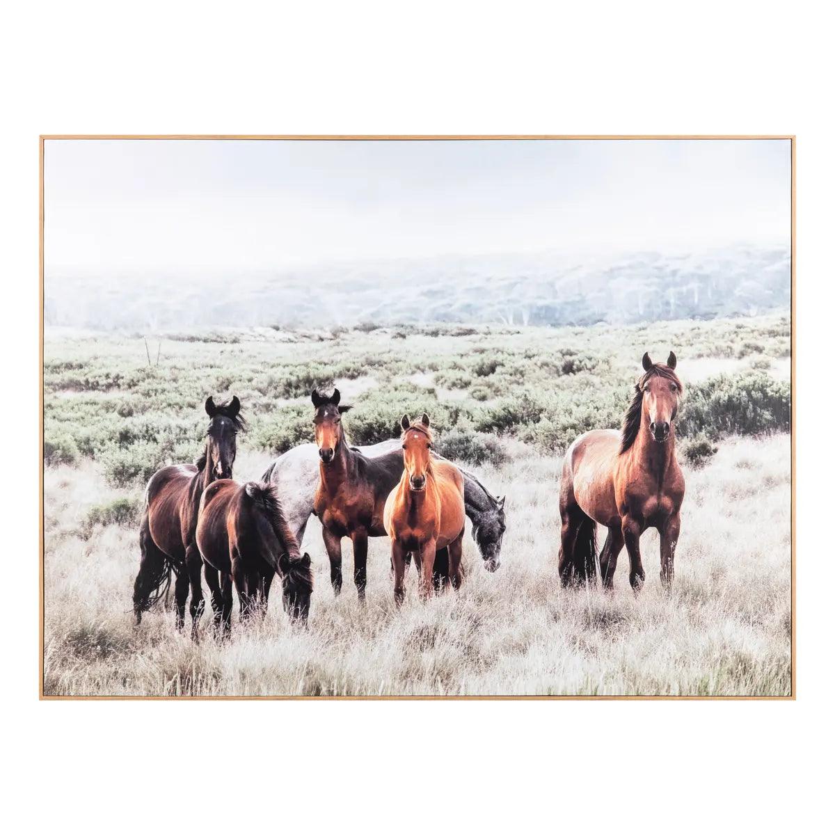 Open Range Canvas Horse Art in natural wood frame - Your Western Decor