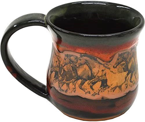 Open Range Horses Coffee Cup in Moon Scape Glaze made in the USA - Your Western Decor
