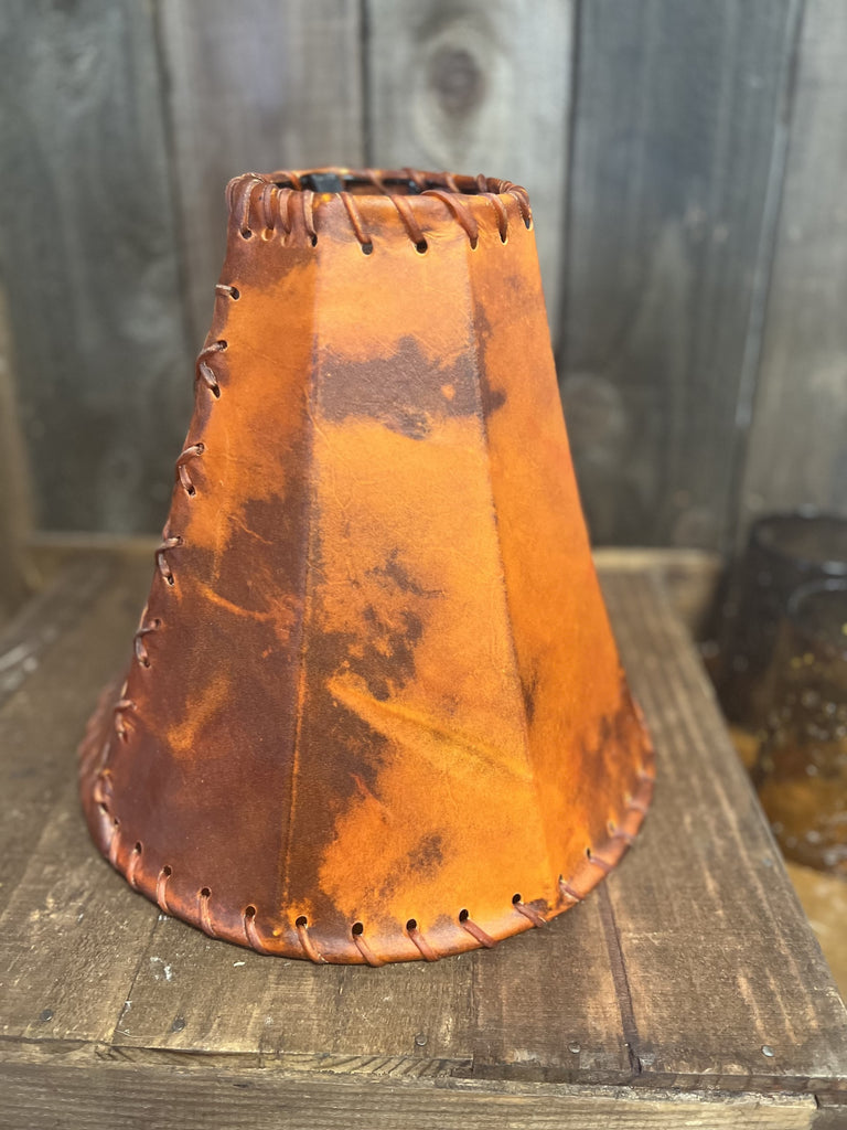 Dyed orange rawhide 12" pyramid lamp shade - Your Western Decor