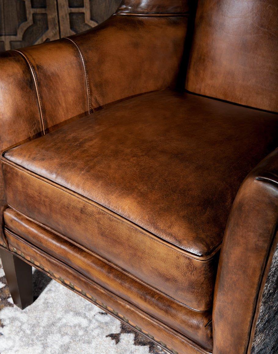 Oregon Trail Western Accent Chair in Leather and Cowhide American Made - Your Western Decor