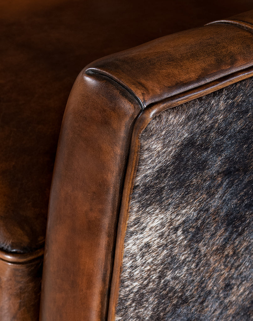 Oregon Trail Western Accent Chair in Leather and Cowhide American Made - Your Western Decor