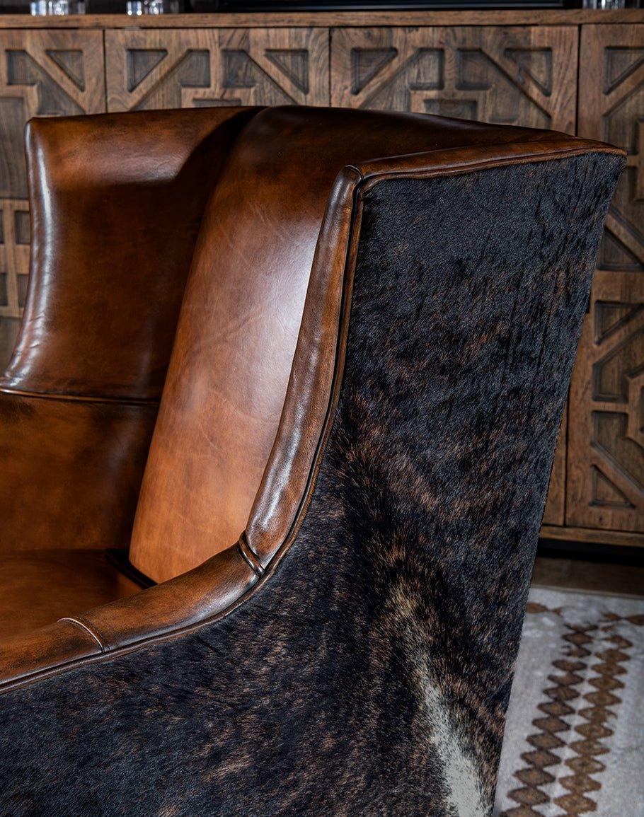 Oregon Trail Western Accent Chair in Leather and Cowhide American Made - Your Western Decor