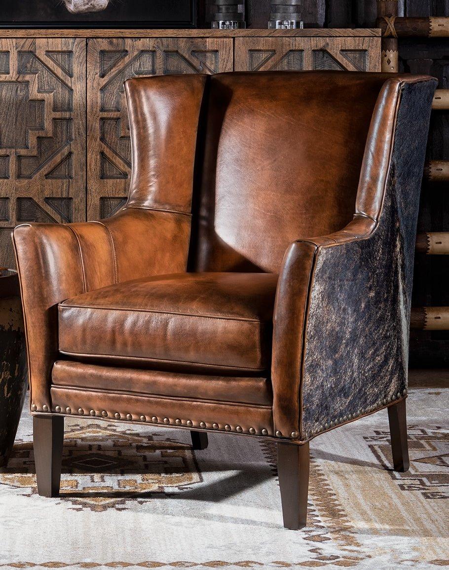 Oregon Trail Western Accent Chair in Leather and Cowhide American Made - Your Western Decor