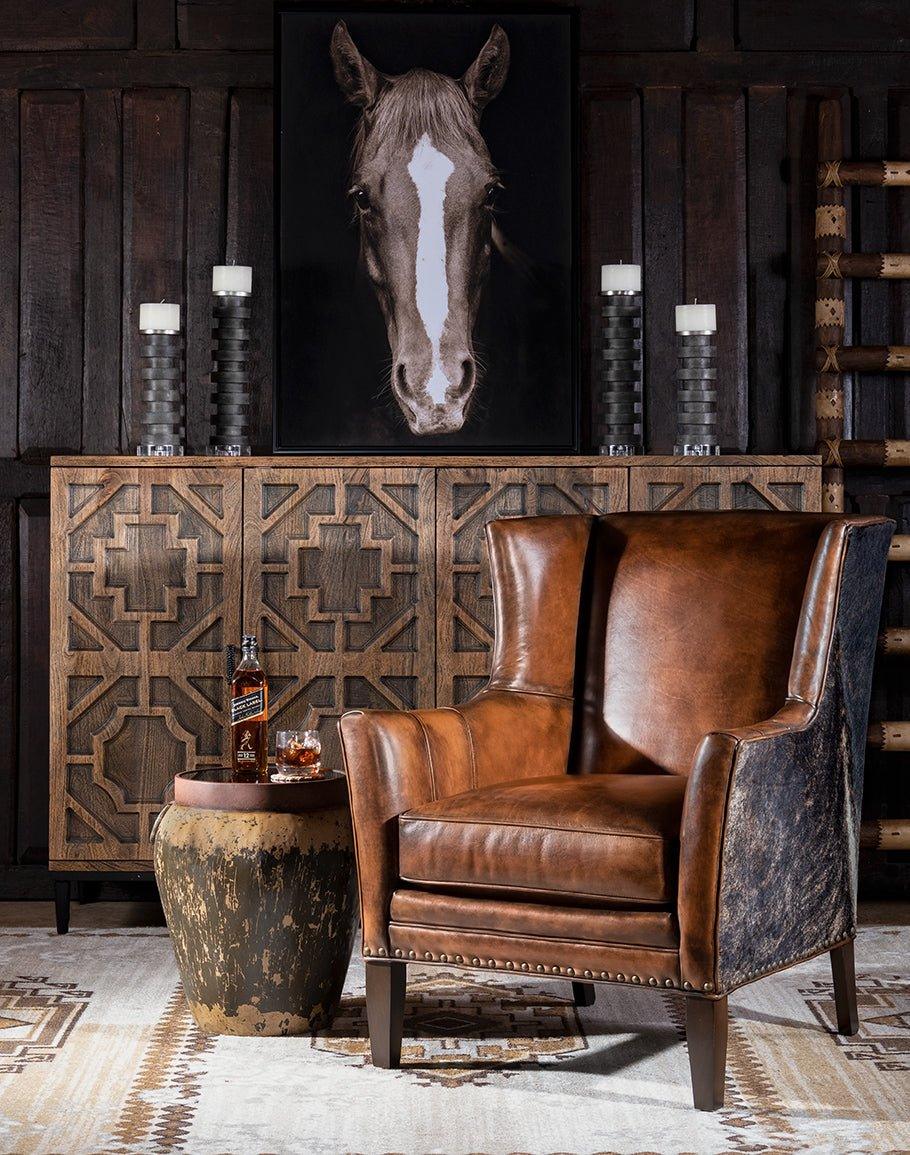 Oregon Trail Western Accent Chair in Leather and Cowhide American Made - Your Western Decor