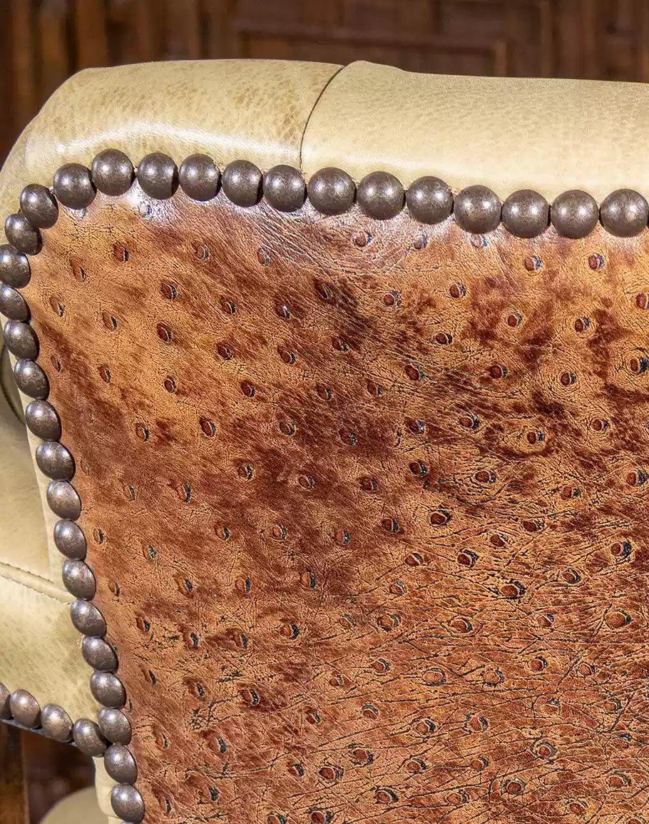 American made Ostrich Tufted Leather Bar Chair - Your Western Decor