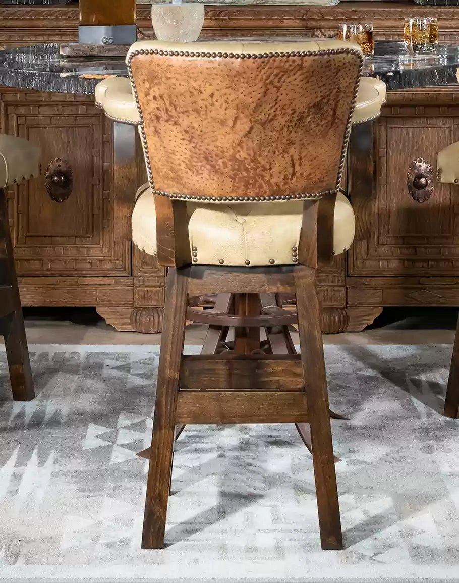 American made Ostrich Tufted Leather Bar Chair - Your Western Decor