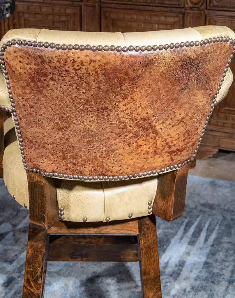 American made Ostrich Tufted Leather Bar Chair - Your Western Decor