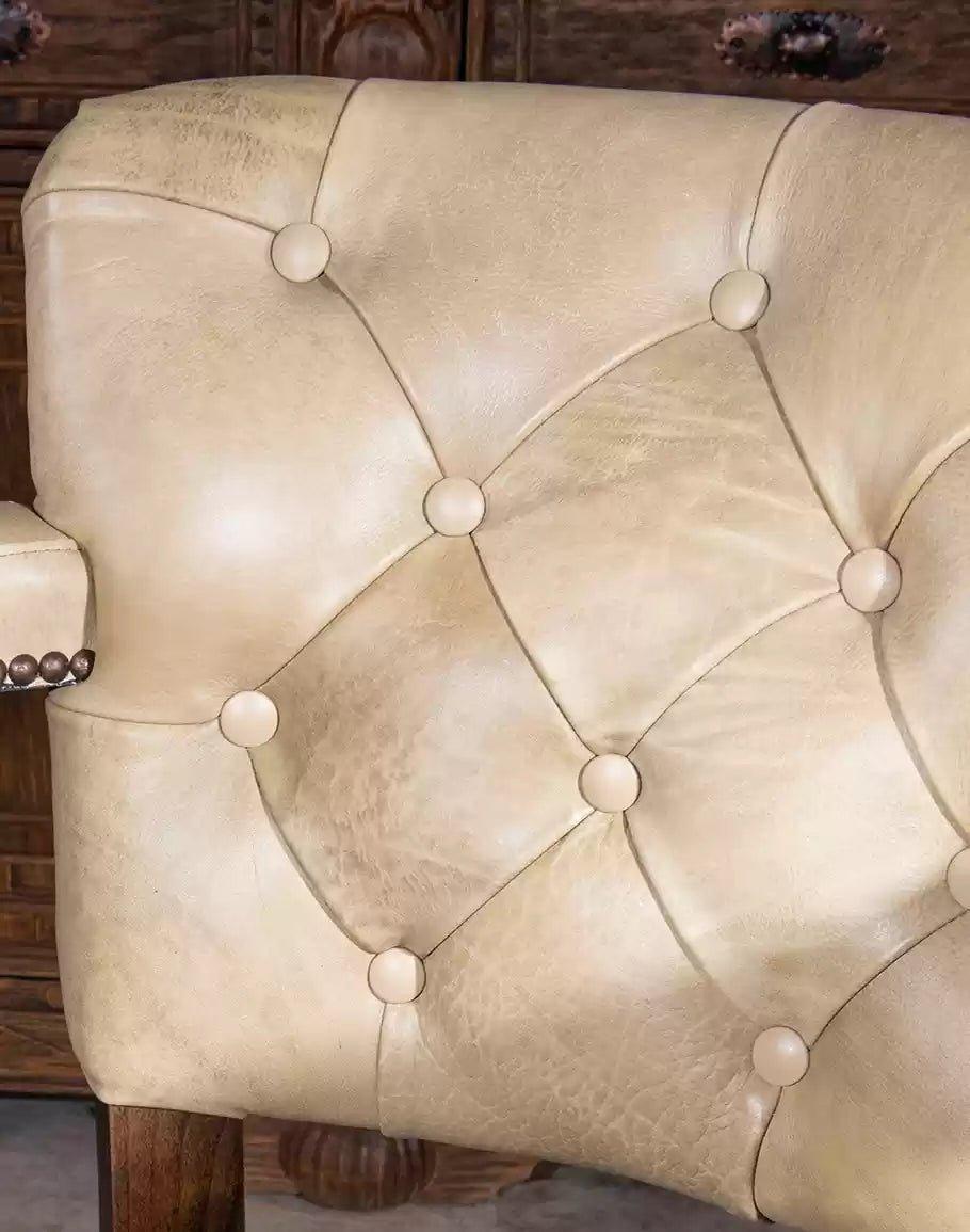 American made Ostrich Tufted Leather Bar Chair - Your Western Decor