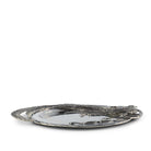 Pewter Pheasant Oval Serving Tray with detailed carved feathers and bird - Your Western Decor