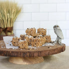 Wood cheese board stand with pewter owl  - Your Western Decor