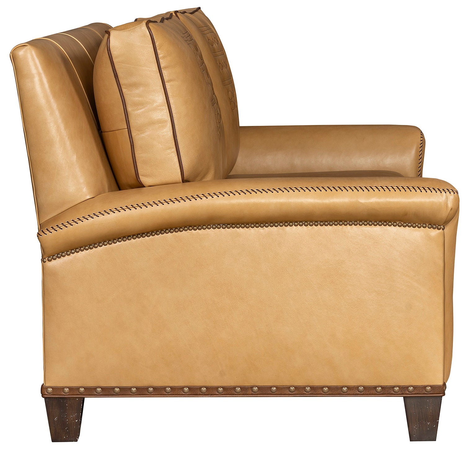 Side view of Palomino Boot Stitch Leather Sofa
