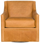 Luxury western leather swivel chair with boot stitch back cushion