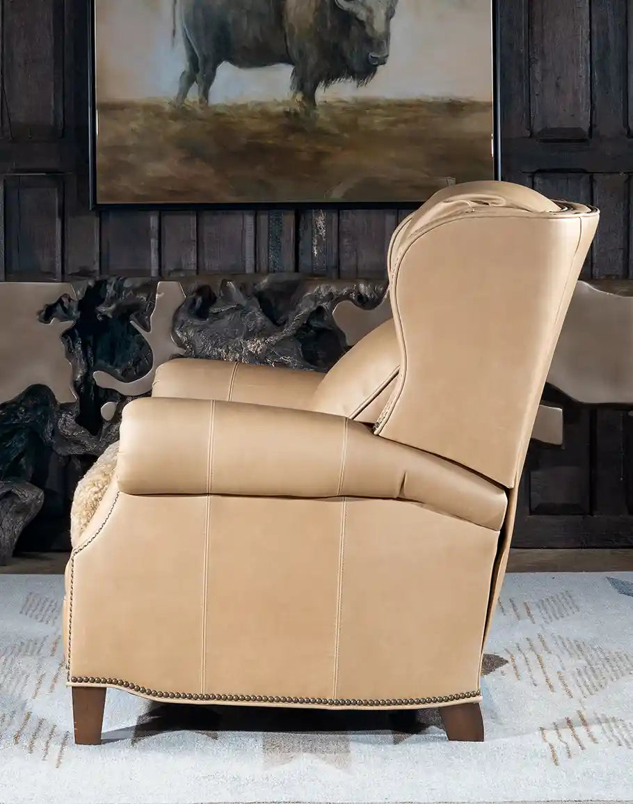 Palomino leather and shearling seat western recliner made in the USA - Your Western Decor