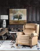 Palomino leather and shearling seat western recliner in room setting - made in the USA - Your Western Decor