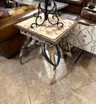 Beige & White Cowhide & Horn Side Tables - Your Western Decor