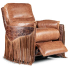 Reclined brown leather recliner with fringe - Your Western decor