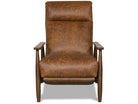 American-made leather recliner with solid walnut frame, front view