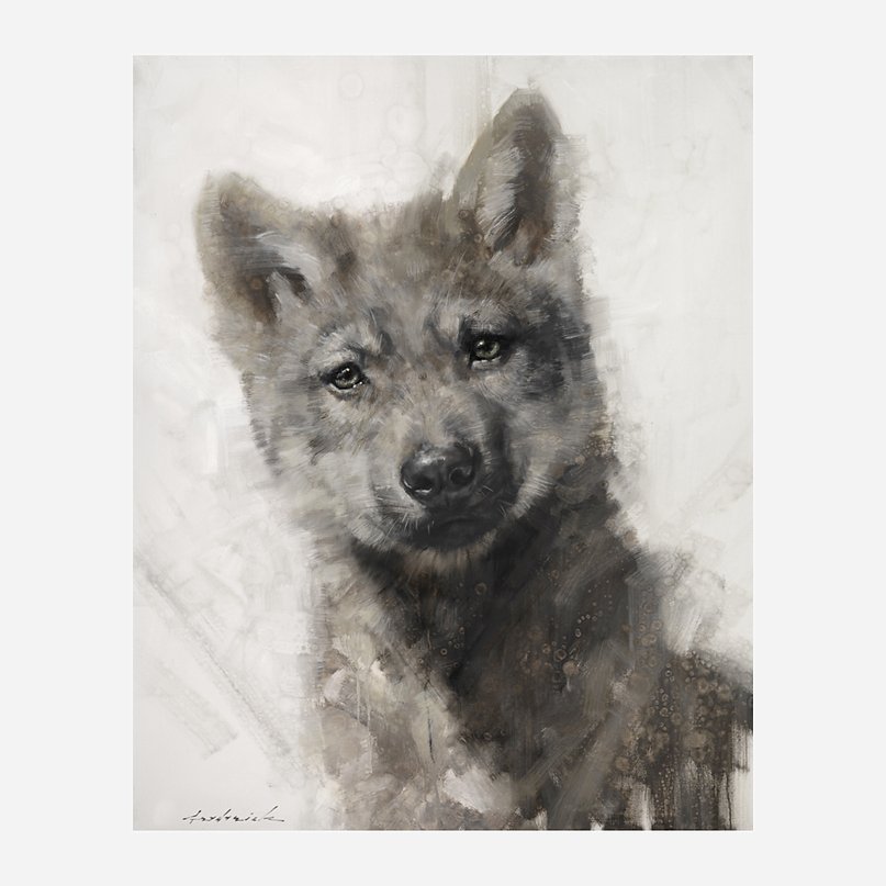 Patchwork Pup Wolf Stretched Canvas Art - Your Western Decor