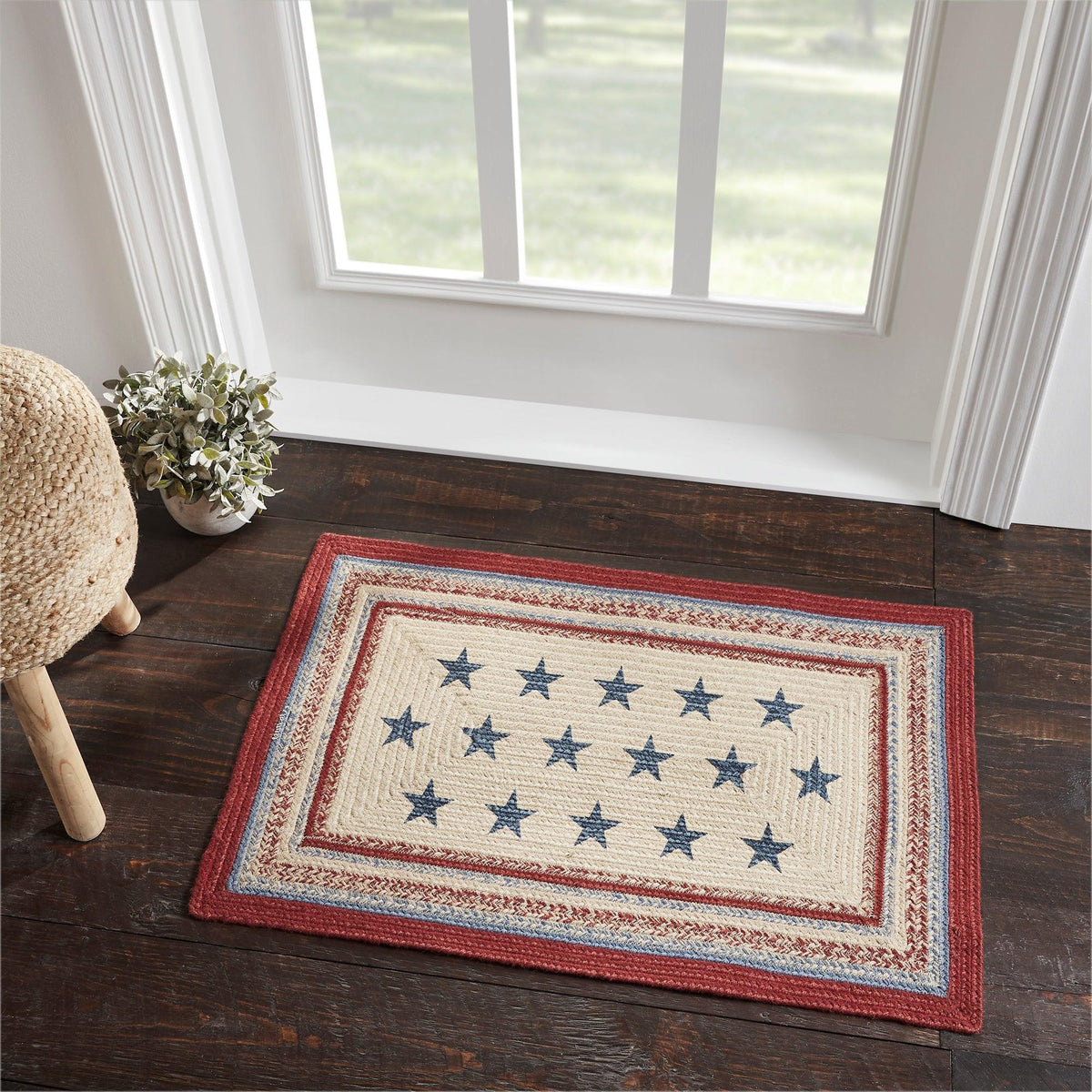 Patriotic Stars Jute Rug w/ Pad | Your Western Decor