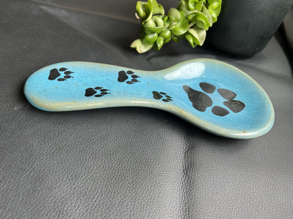 Paw prints handmade ceramic spoon rest - Your Western Decor