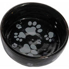 Black pet bowl with gray paw prints made in the USA - Your Western Decor
