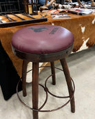 Peak 9 backless iron barstool with leather custom leather seat - Your Western Decor