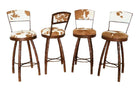 Peak 9 Cowhide upholstered iron forged bar and counter stools with backs and swivel - Made in the USA - Your Western Decor