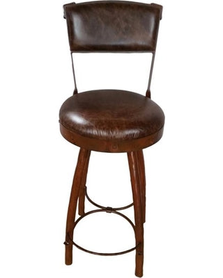 Peak 9 leather upholstered iron bar stool - Your Western Decor