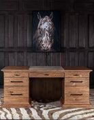 American made Pecky Hickory Executive Desk - Your Western Decor