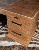 Pecky Hickory Executive Desk drawers - Your Western Decor