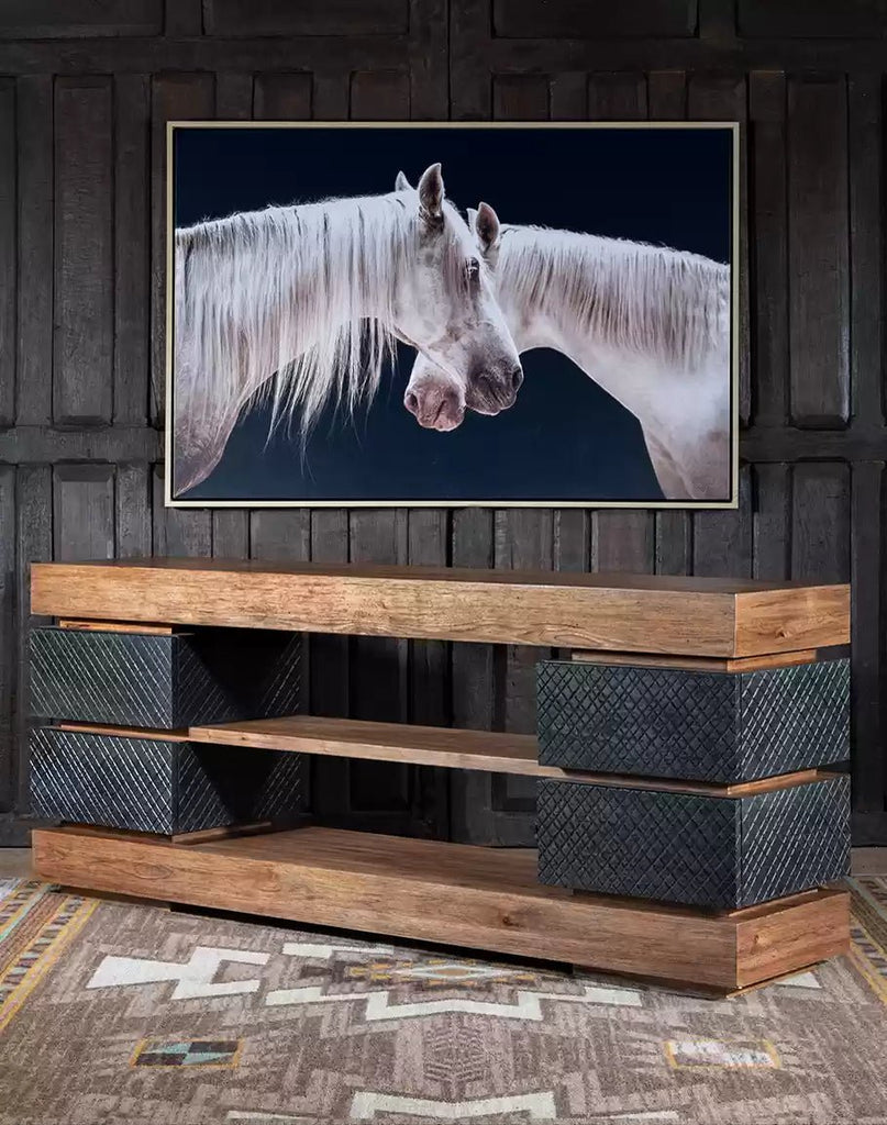American made Furrowed Bark & Hickory TV Console - Your Western Decor