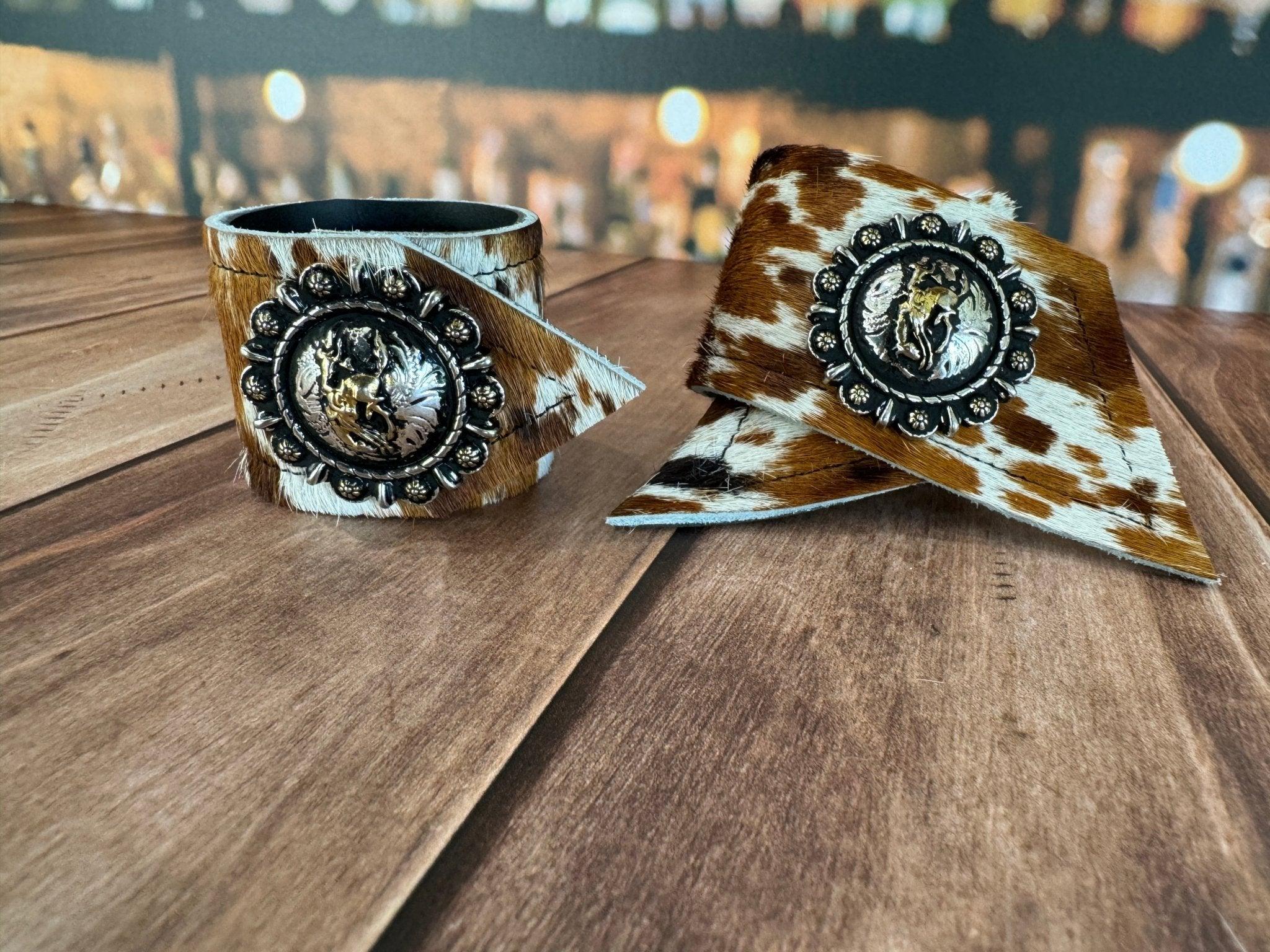 Best of the West Cowhide Western Napkin Rings with western conchos - Your Western Decor