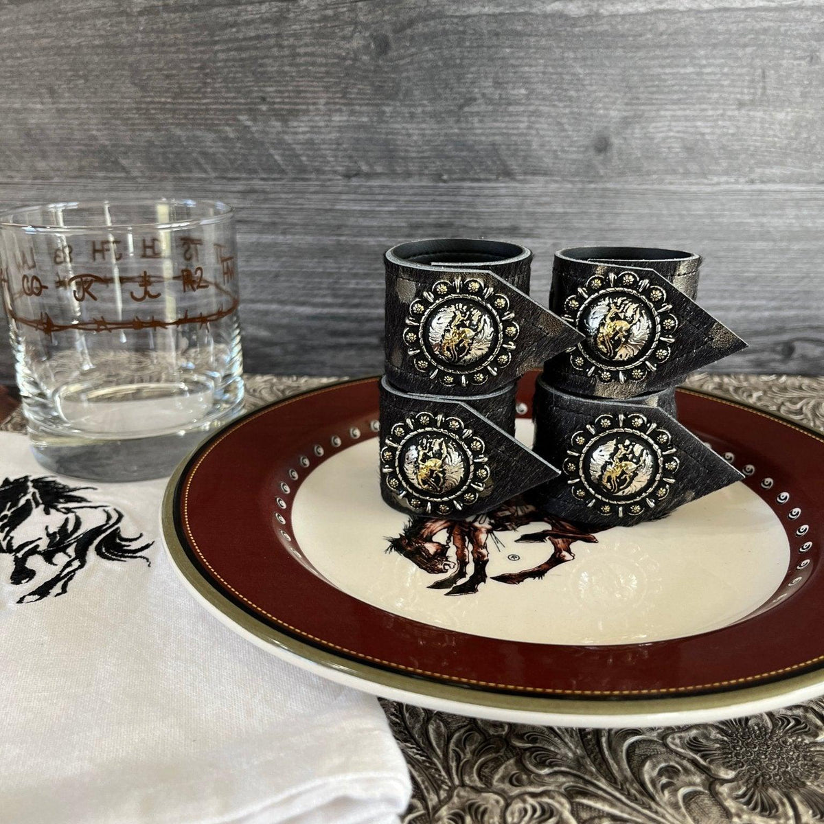 Pendleton Let ’er Buck Napkin Rings | Western Rodeo Table Decor – Your ...