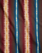 Pendleton Tye River southwestern wool fabric with bold blue, burgundy, ivory, and brown striped geometric pattern, blanket-weight jacquard upholstery fabric