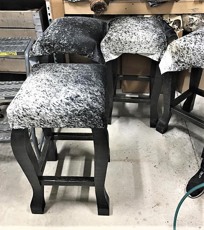 American made black peppered cowhide western bar stools - Your Western Decor