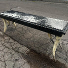 Rustic Western console table with authentic steer horn legs and cowhide top