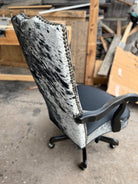 Black Peppered Cowhide Office Chair made in the USA - Your Western Decor