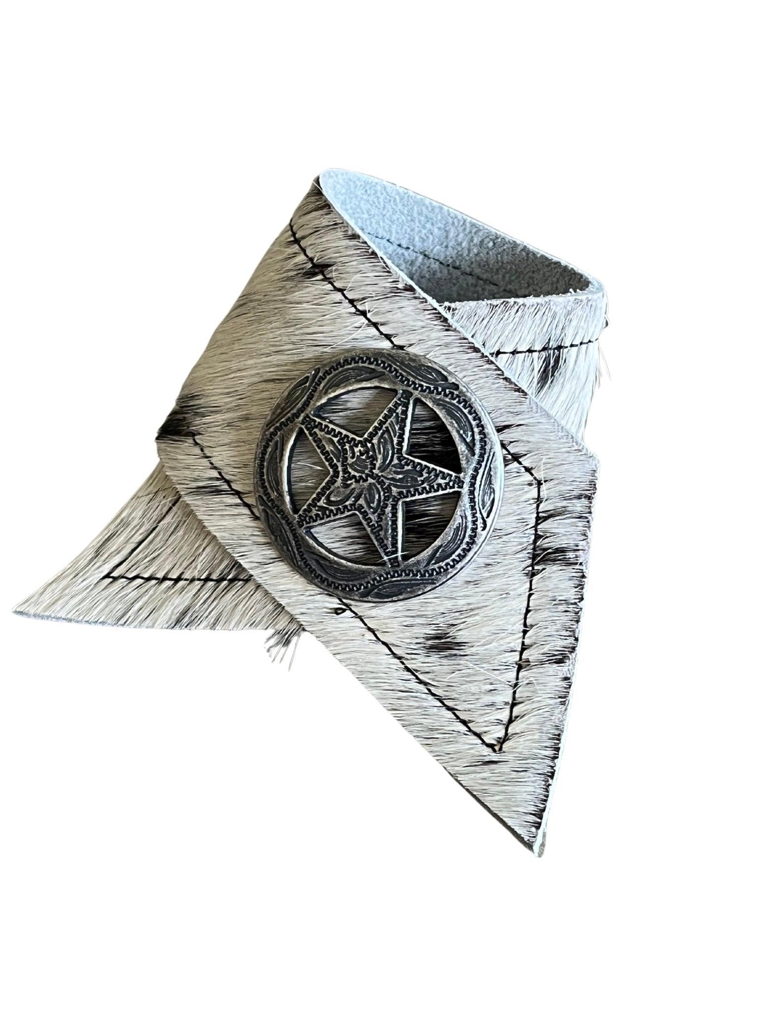 Peppered Cowhide and Star Concho Napkin Ring - Handmade in Oregon at Your Western Decor