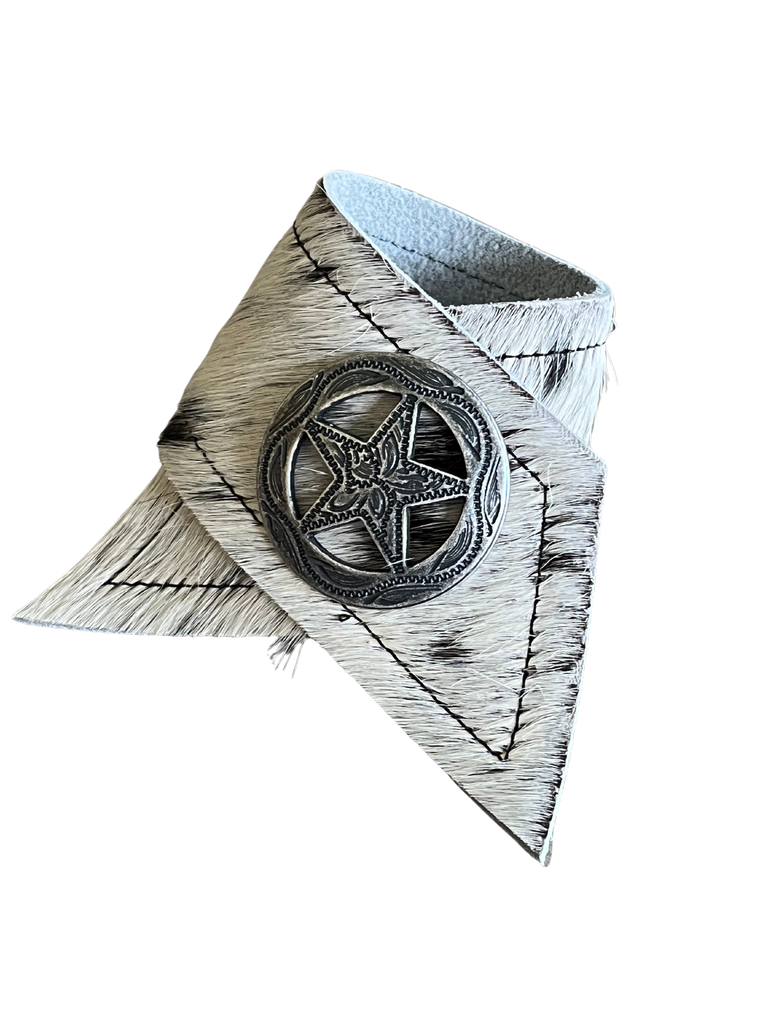 Peppered Cowhide and Star Concho Napkin Ring - Handmade in Oregon at Your Western Decor
