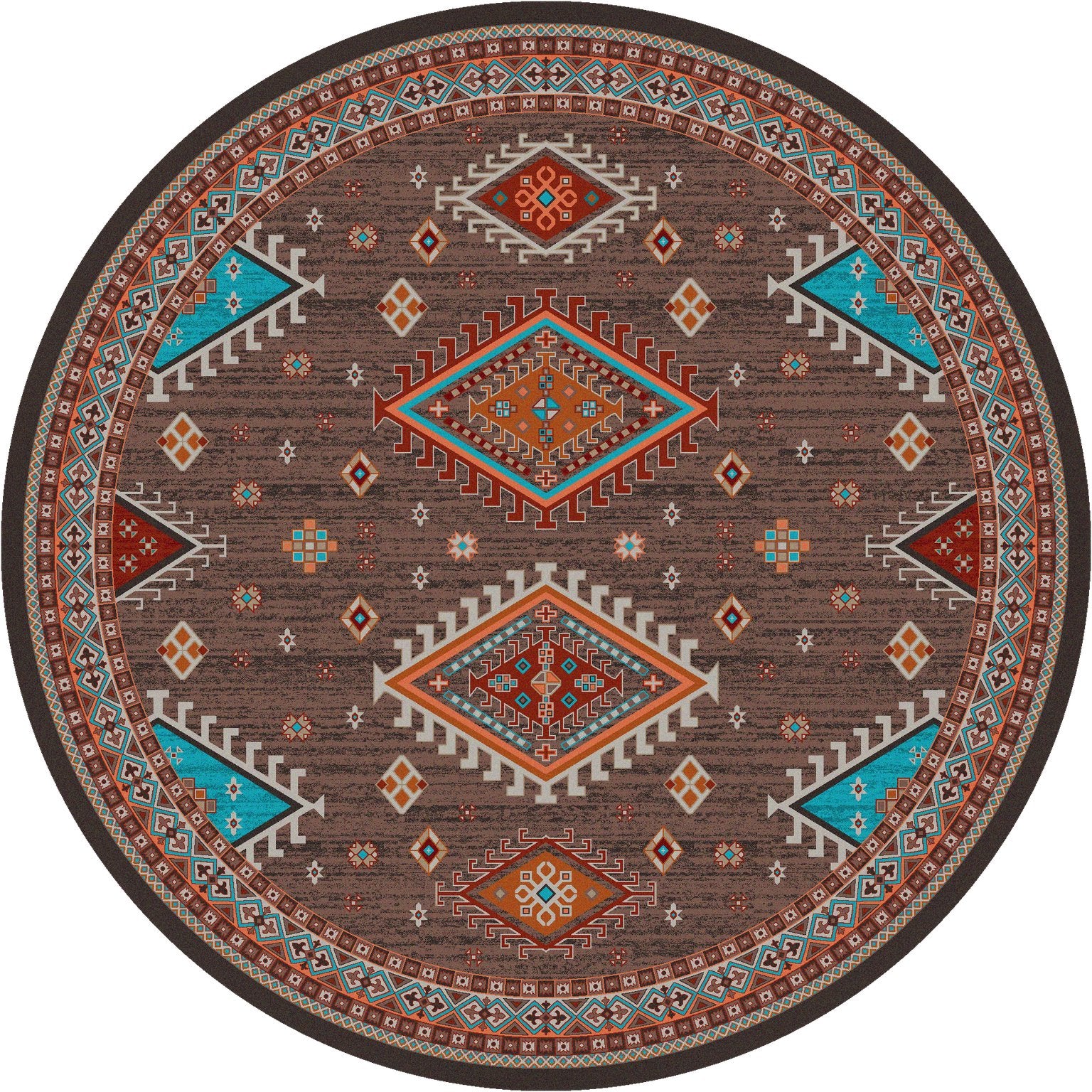 Persian Southwest 8' Round Area Rug - Made in the USA - Your Western Decor, LLC