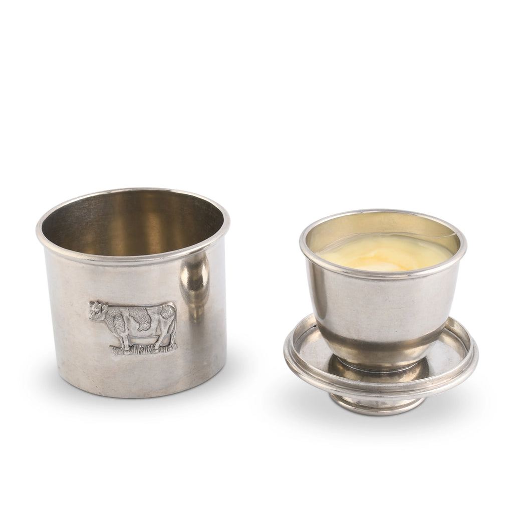 Classic Pewter French Butter Keeper with Holstein Dairy Cow - Your Western Decor