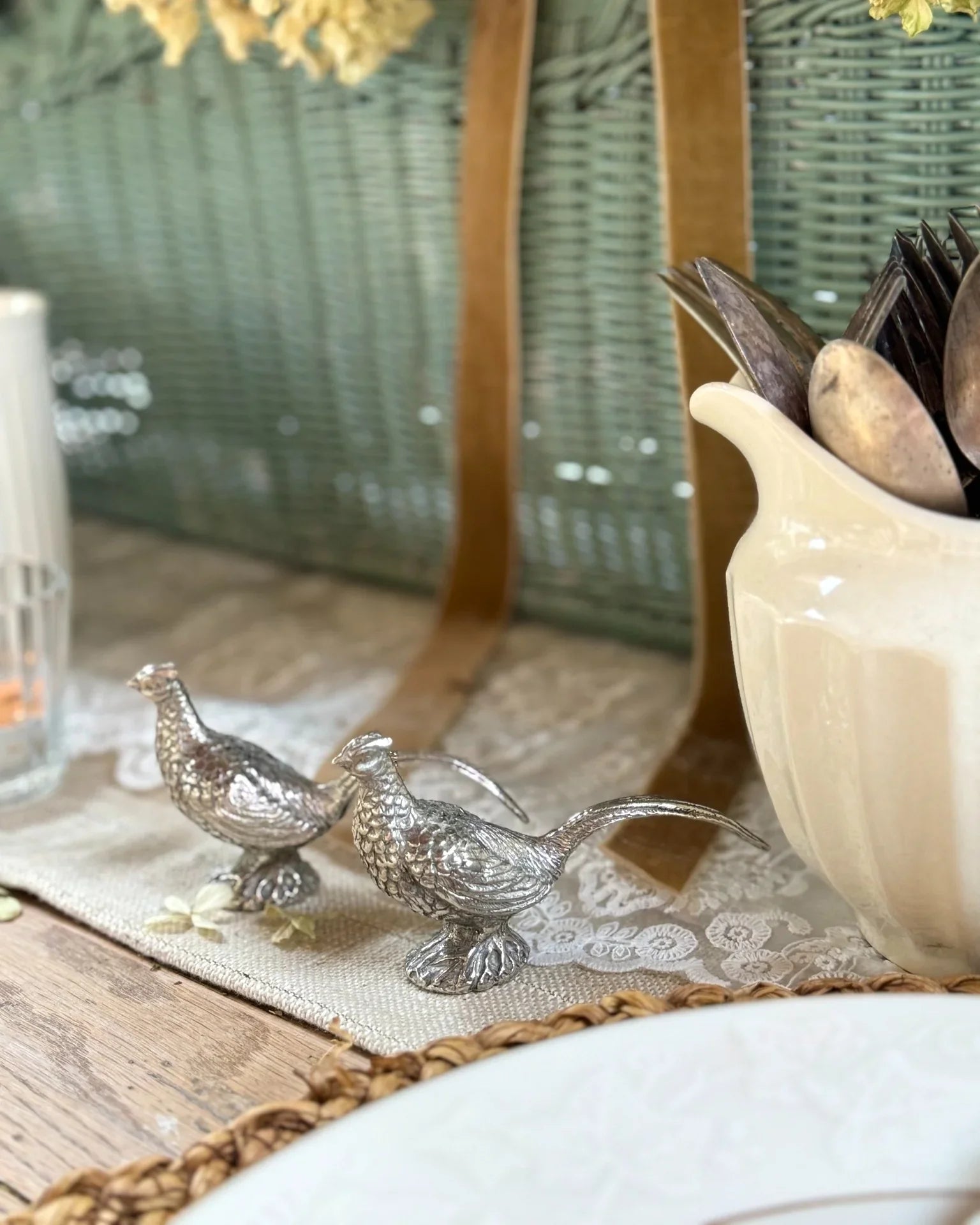 Pewter Pheasant salt and pepper shaker set - Your Western Decor